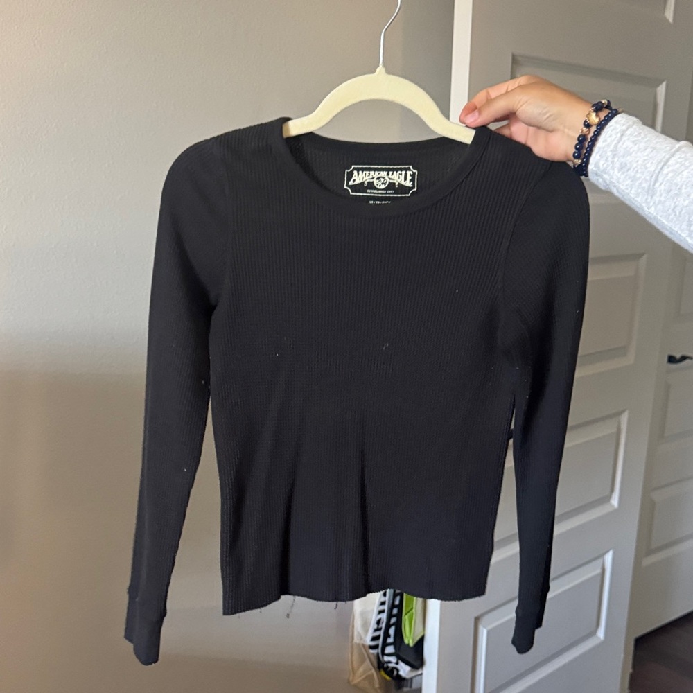 American Eagle Black Long Sleeve Top